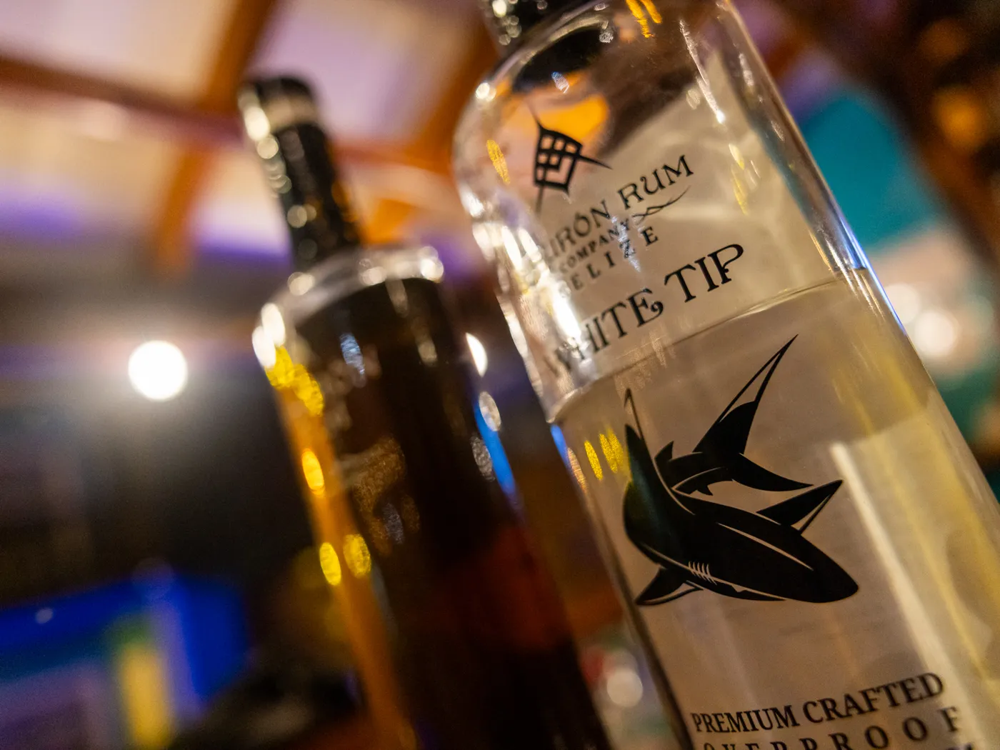 Tiburón White Tip rum from Belize on the Lazy Pelican bar